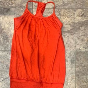 Red-orange tank top with built in bra
